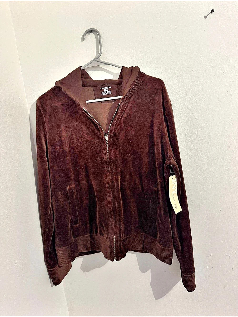 Jones New York Brown Zip Front Hooded Jacket NWT